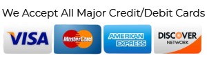 We accept all major credit and debit cards